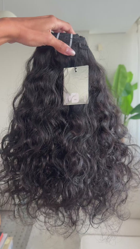 وصلات الشعر الخام "ويفي" من المعبد الهندي