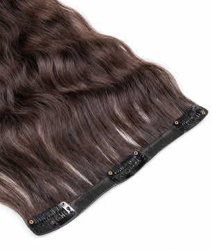 Brown hair extensions with seamless clips ins
