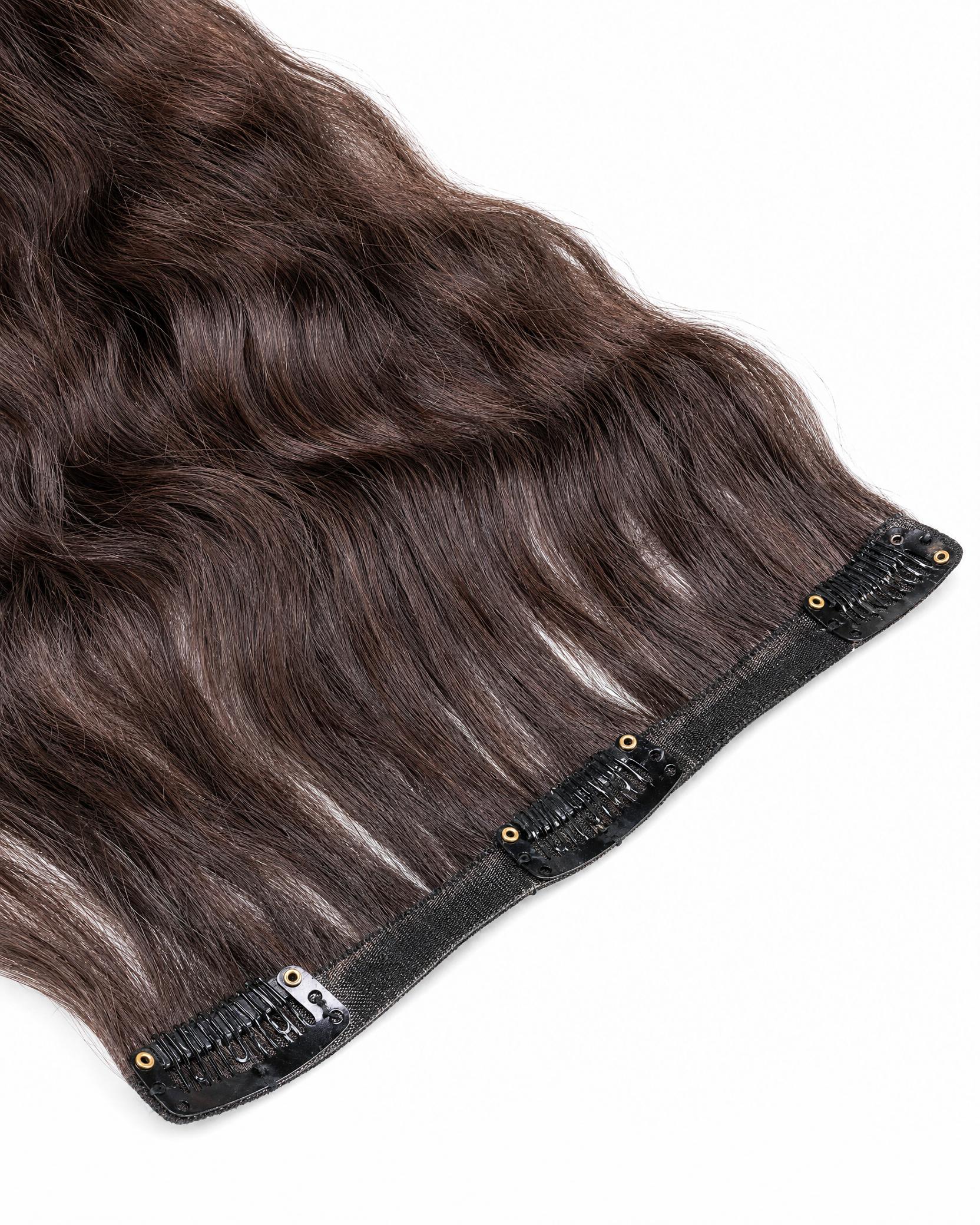 Brown hair extensions with seamless clips ins